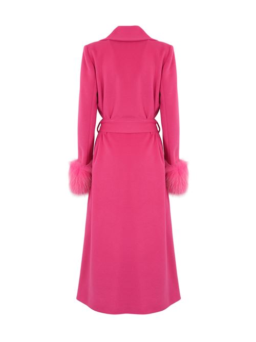 Cappotto CD1176 con polsi in volpe fucsia YES LONDON | CD1176FUXIA